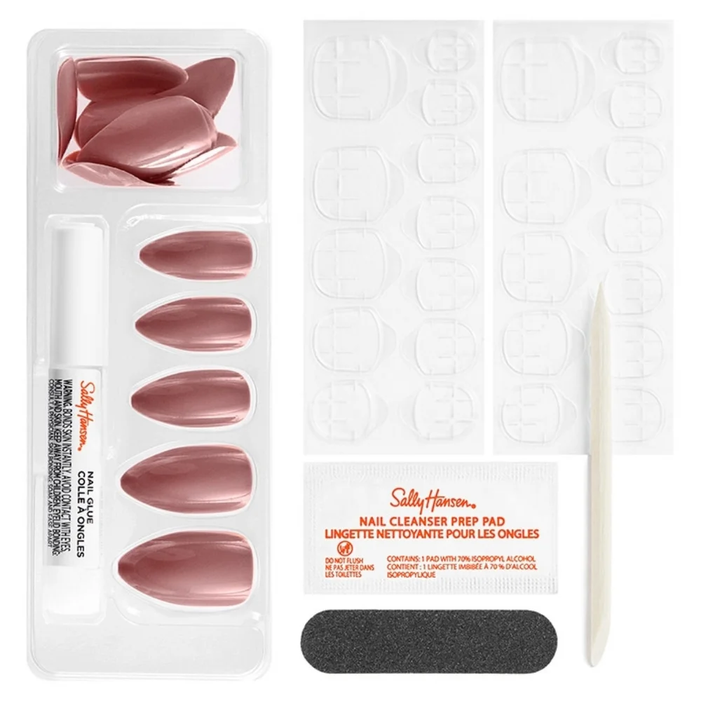🔴 SALLY HANSEN Perfect Manicure Almond Nails Set - Rose & Shine